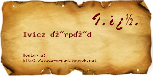 Ivicz Árpád névjegykártya