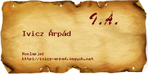 Ivicz Árpád névjegykártya